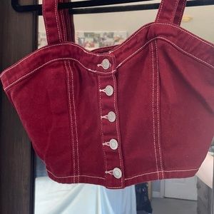 Red denim crop top